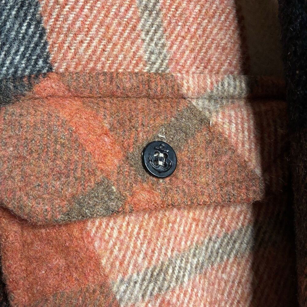 True Vintage 60s CPO Wool Shirt Shacket Mens Large Check Plaid Flannel USA - Picture 3 of 14